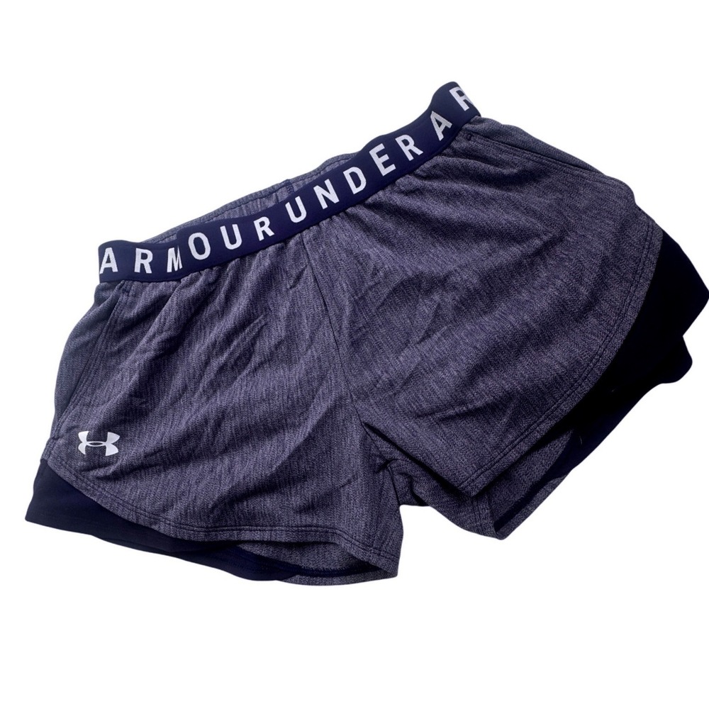 Under Armour Play Up 2-in-1 Shorts Purple Heathered Running Training Womens M